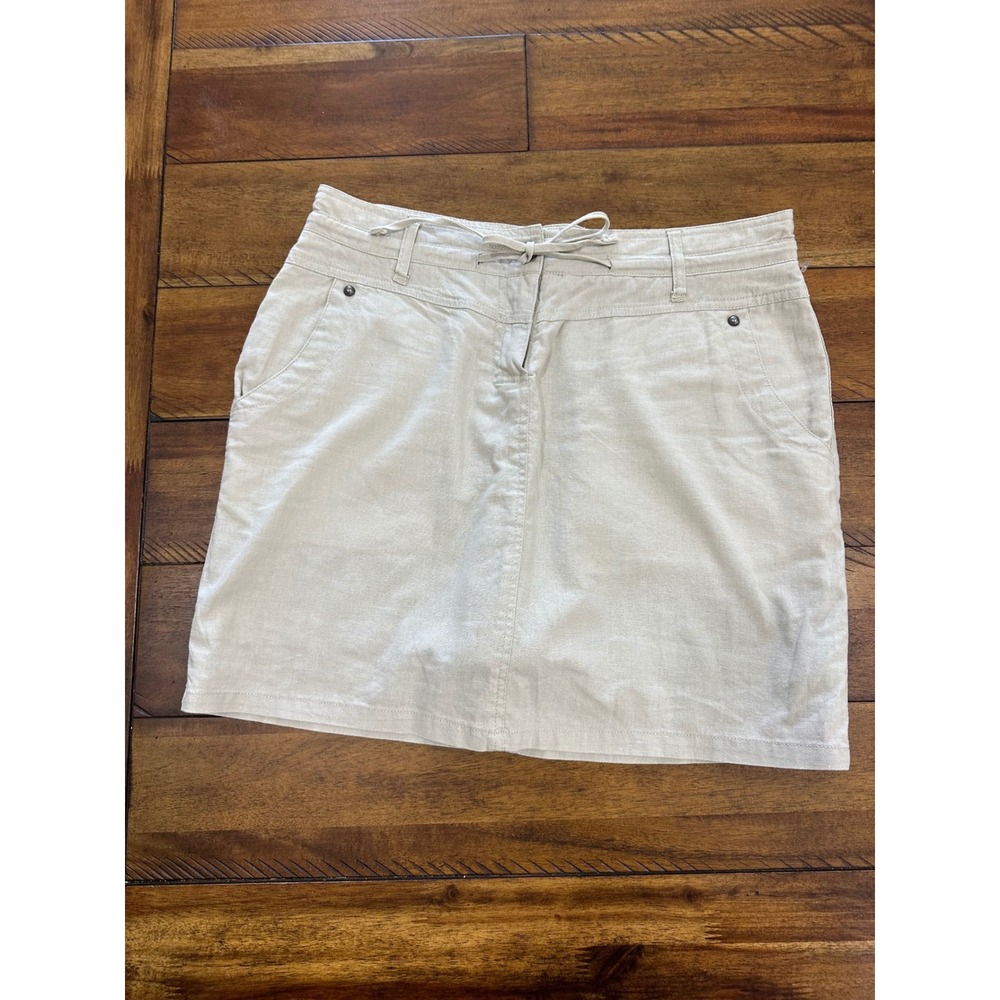 Jessica Linen Blend Skort Womens 10 Beige Good Drawstring Casual Summer